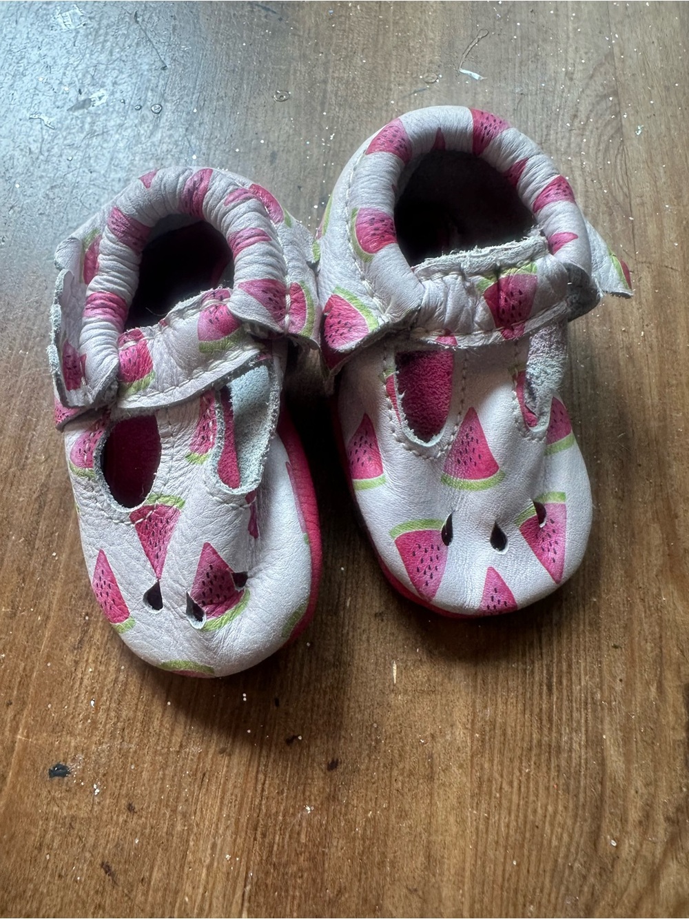Freshly Picked Pink Strawberry Print Mary Jane Baby Shoes